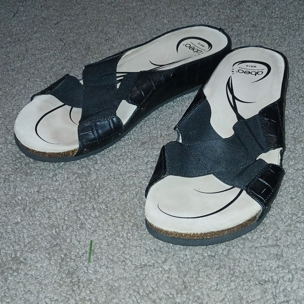 Abeo black slip on sandals  Sz 10
